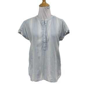 Caslon Shirt Womens XS Extra Small Breeze Desmond Striped Linen Blend Cuffed